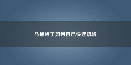 马桶堵了如何自己快速疏通