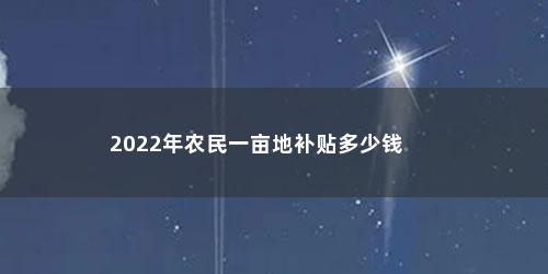 2022年农民一亩地补贴多少钱