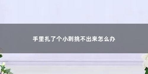 手里扎了个小刺挑不出来怎么办