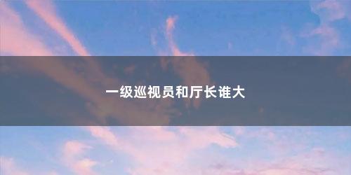 一级巡视员和厅长谁大