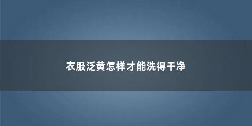衣服泛黄怎样才能洗得干净