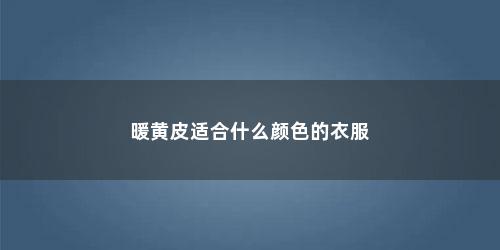 暖黄皮适合什么颜色的衣服