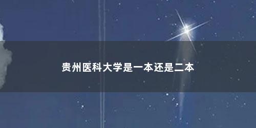 贵州医科大学是一本还是二本