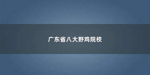 广东省八大野鸡院校