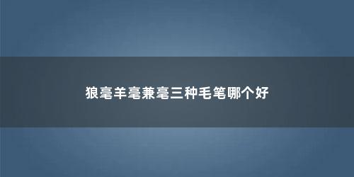 狼毫羊毫兼毫三种毛笔哪个好