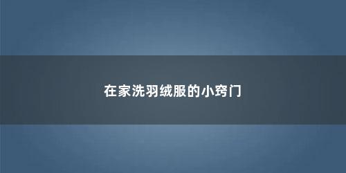 在家洗羽绒服的小窍门