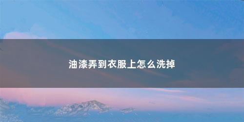 油漆弄到衣服上怎么洗掉