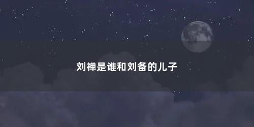 刘禅是谁和刘备的儿子