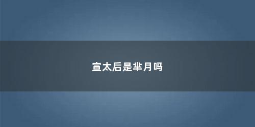 宣太后是芈月吗