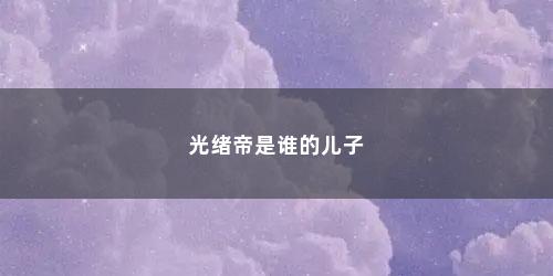 光绪帝是谁的儿子
