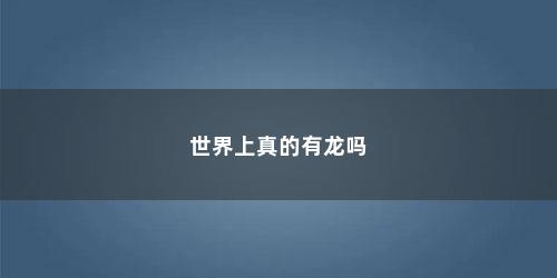 世界上真的有龙吗