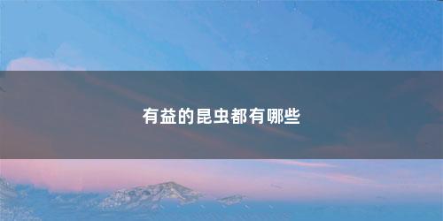 有益的昆虫都有哪些