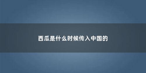 西瓜是什么时候传入中国的