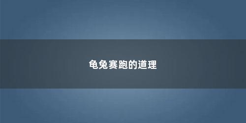 龟兔赛跑的道理