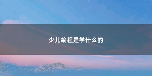 少儿编程是学什么的