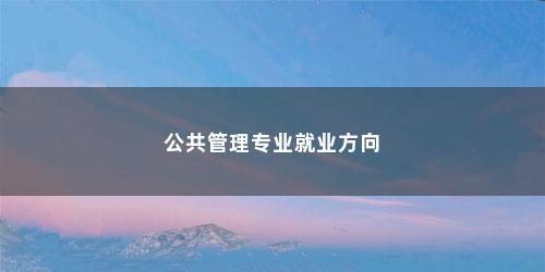 公共管理专业就业方向