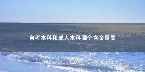 自考本科和成人本科哪个含金量高