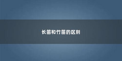 长笛和竹笛的区别
