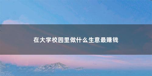 在大学校园里做什么生意最赚钱