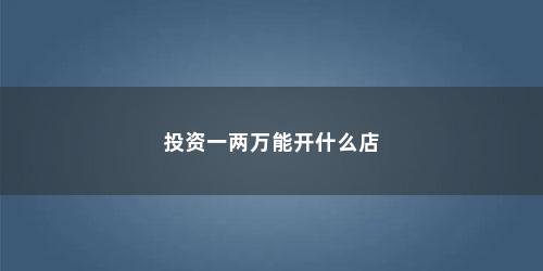 投资一两万能开什么店