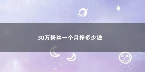 30万粉丝一个月挣多少钱