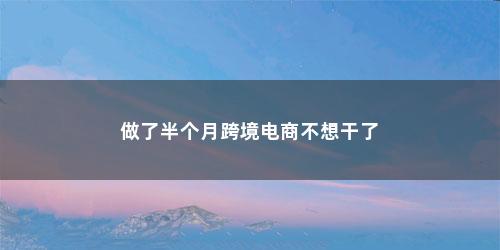 做了半个月跨境电商不想干了