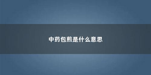 中药包煎是什么意思