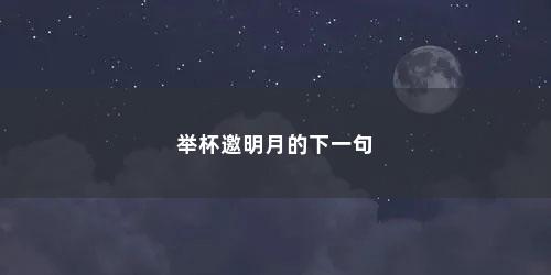 举杯邀明月的下一句