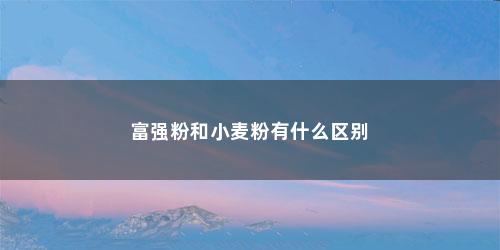 富强粉和小麦粉有什么区别