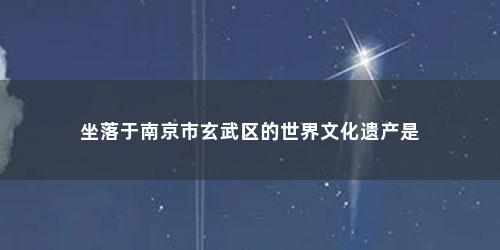 坐落于南京市玄武区的世界文化遗产是