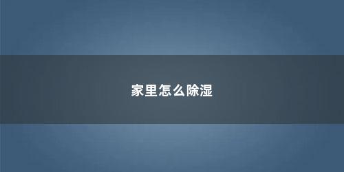 家里怎么除湿