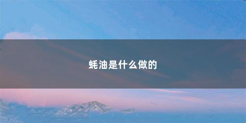 蚝油是什么做的