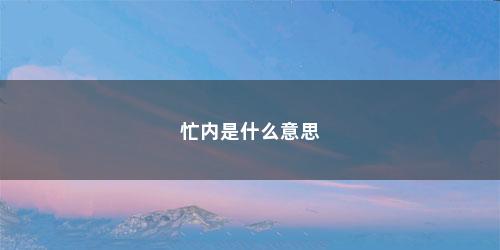 忙内是什么意思