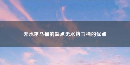 无水箱马桶的缺点无水箱马桶的优点