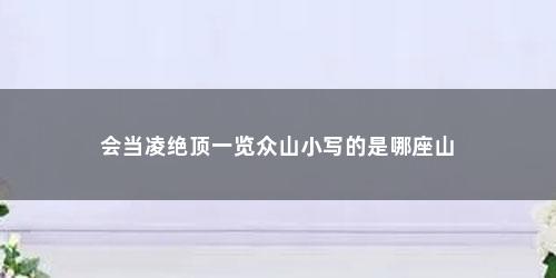 会当凌绝顶一览众山小写的是哪座山