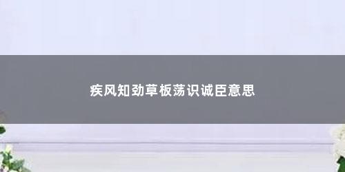 疾风知劲草板荡识诚臣意思