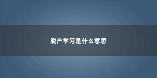 脱产学习是什么意思