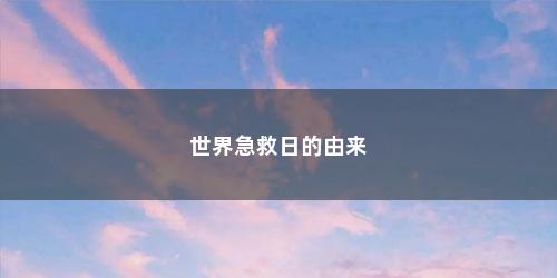 世界急救日的由来