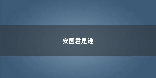 安国君是谁