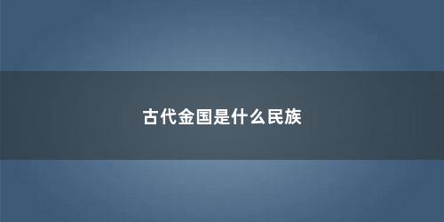 古代金国是什么民族