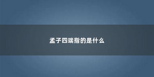 孟子四端指的是什么