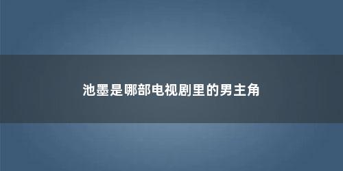 池墨是哪部电视剧里的男主角