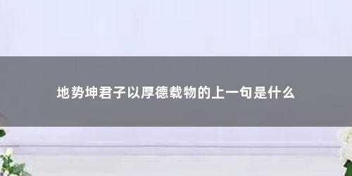 地势坤君子以厚德载物的上一句是什么