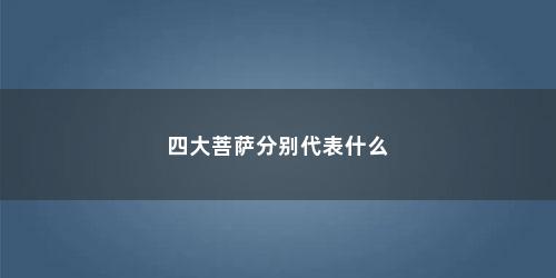 四大菩萨分别代表什么