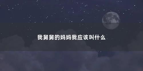 我舅舅的妈妈我应该叫什么