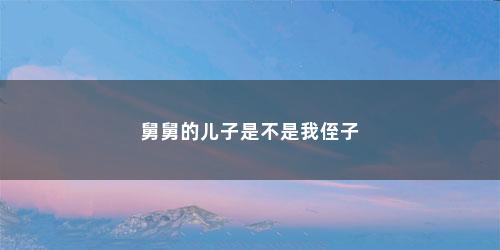 舅舅的儿子是不是我侄子