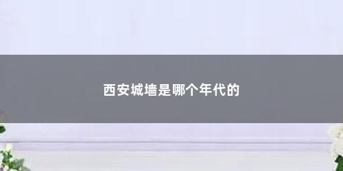 西安城墙是哪个年代的