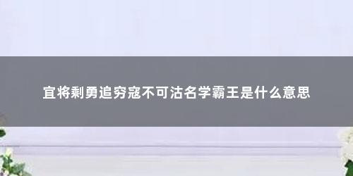 宜将剩勇追穷寇不可沽名学霸王是什么意思