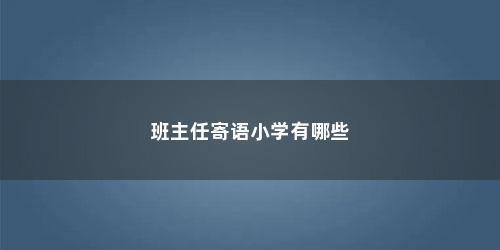 班主任寄语小学有哪些