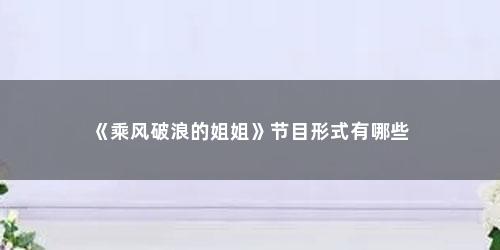 《乘风破浪的姐姐》节目形式有哪些